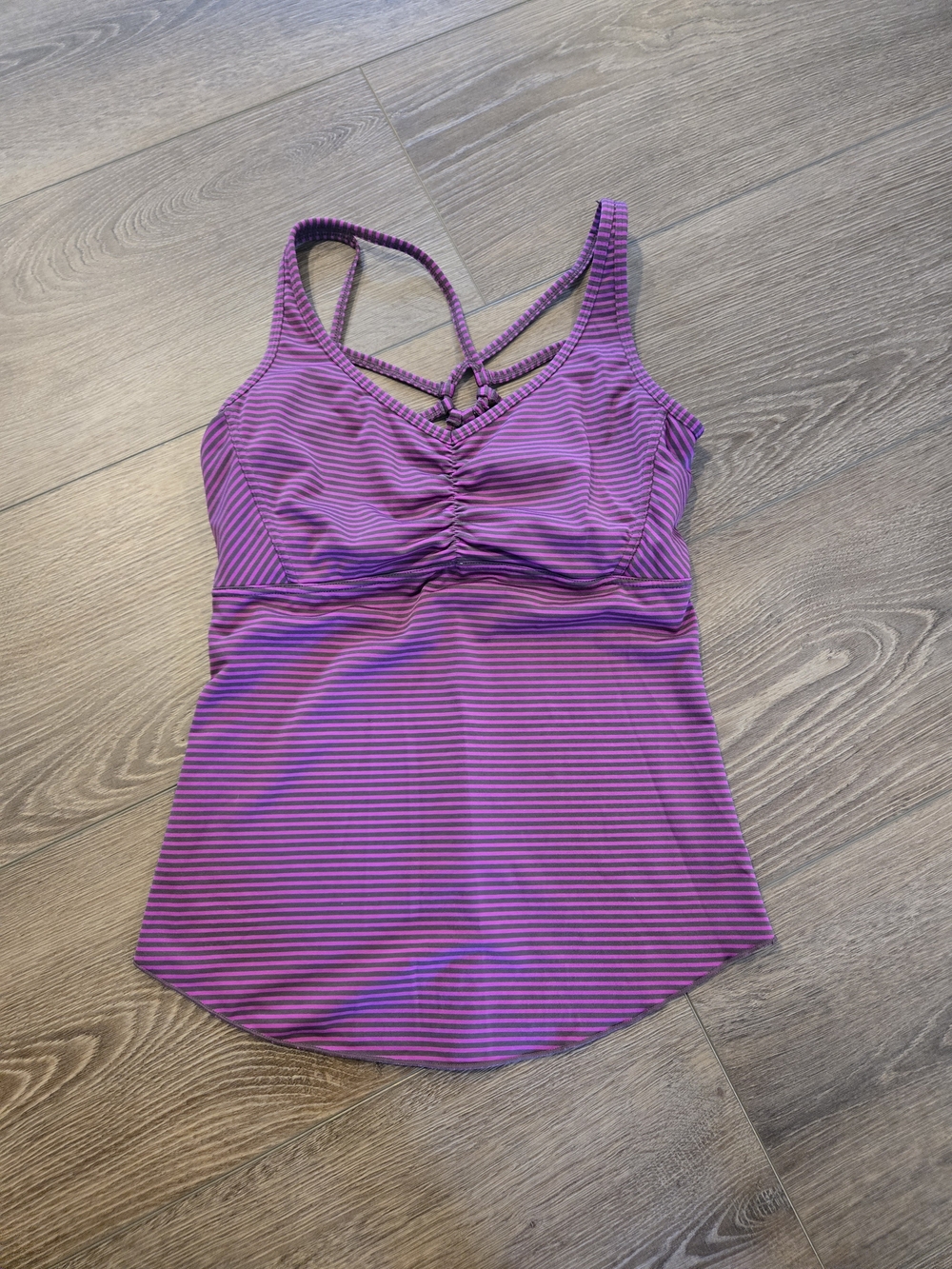Prana Purple Striped Tank with Crisscross Back